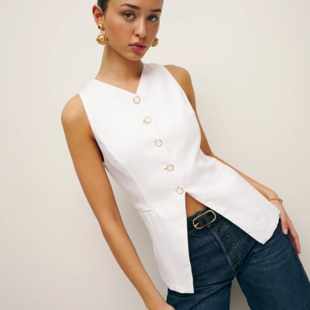 Reformation Aspen Linen Vest Size 8